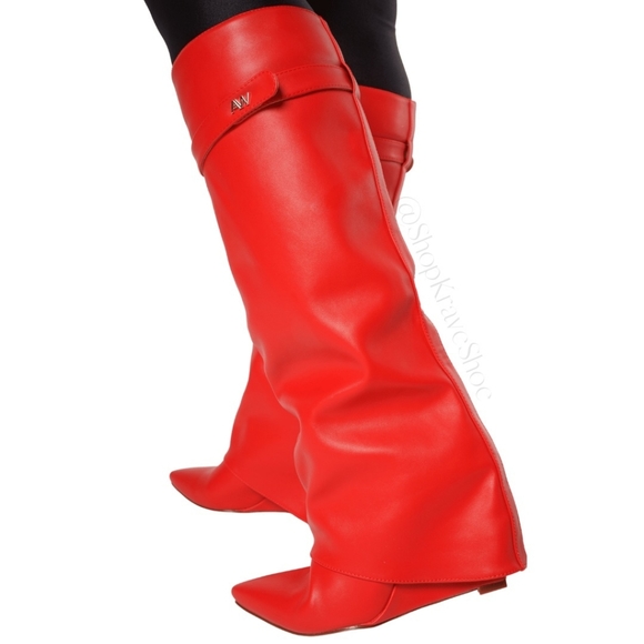 Red wedge fold over boot, worn only once - Picture 3 of 4